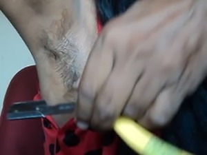 Indian girl armpits shaving .