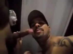 Latino stud sucks and gets his ass fucked in a bathroom