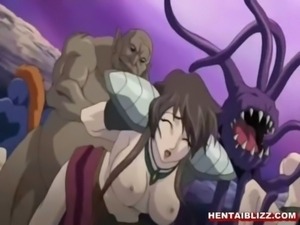 Busty hentai girls brutally monsters groupfucked free
