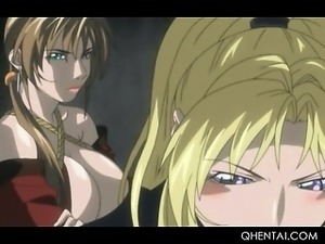 Tied up busty hentai slave fucked in the ass with a strapon
