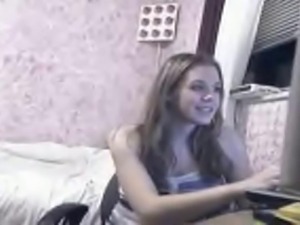 Teen blonde on webcam shows her goods