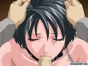 Hentai girl in leash gets her pussy and ass toyed