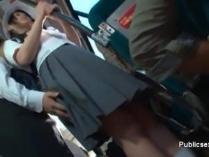 Asian babe groped on a bus