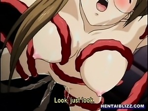 Japanese hentai brutally ass and pussy drilled by tentacles