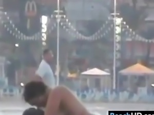 Interracial Couple Having Sex At The Beach