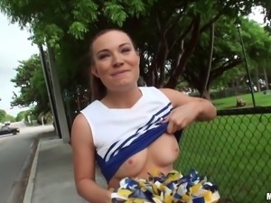 cheerleader sucks me off in the backyard