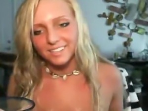 Amazing Blonde Squirt In A Glass &amp; Drink It