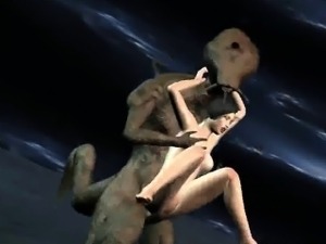 Foxy 3D babe gets fucked by an alien on the moon