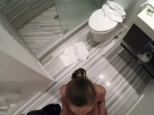 POV recorded bathroom blowjob