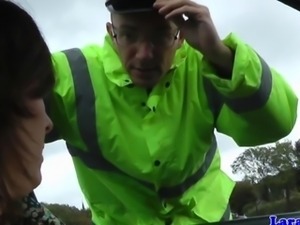 Mature british skank swallows police cum