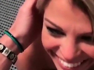 Hot college blonde eating dick in POV style