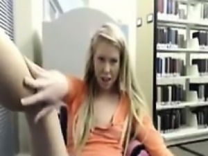 Blonde Student Masturbating At The Library