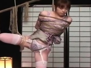Shy asian chick gets roped up