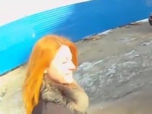 Redhead Renata cunt fucked upskirt in POV style