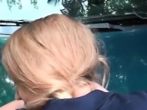 POV blonde ex-girlfriend mouth and pussy fucked outdoor