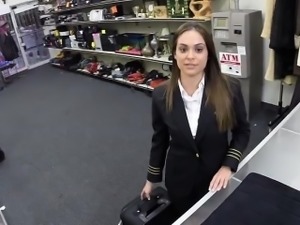 Brunette spanish stewardess gets fucked