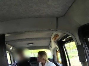 Cheating girlfriend tries anal in fake taxi
