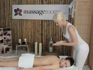 Beautiful bare babe at lesbian massage