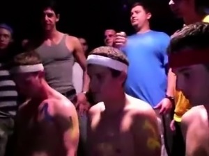 Wrestling by group of straight teens in gay fraternity