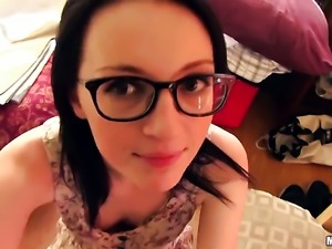 Blow job from a girl with glasses