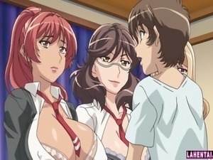 Three big titted hentai babes gets fucked