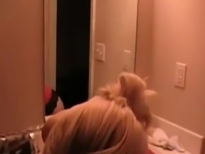 Hot blonde gets fucked in toilet