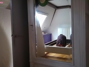 Assembling a Bed with No Panties (Unaware of Being Filmed)