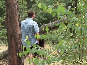 cute german amateur teen gets big cock banged in the forest