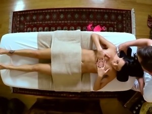 Horny massage man is gonna seduce slutty raven haired chick and fuck her...