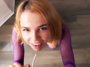 Bad blond haired girlie sucks sweet cock of her BF on POV camera