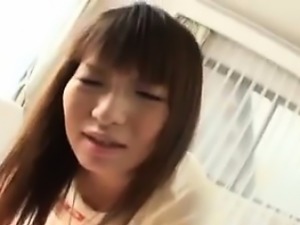 Sultry Asian teen works her mouth and her pussy on a fat di