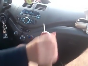 escort gives handjob in her car