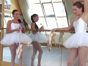 Cute ballerinas toying their cunts in the bathroom sexily