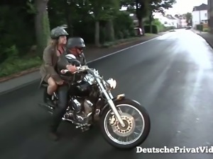 This blonde BBW whore loves bikers and she loves being manhandled