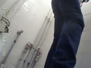 White chick filmed on cam in the public restroom when she pisses
