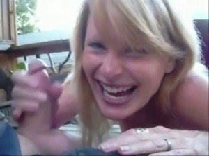 Blond haired weird submissive wife of my buddy provided him with BJ