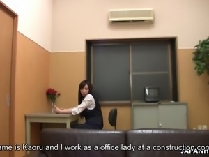 Just natural Japanese office nympho Kaoru Sakaki is fond of some masturbation