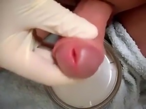 Hot semen on the tip of the penis for you