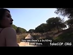 Vivid sex act by agile fake cop