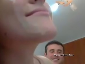 Amateur natural naughty webcam GF gets facial cumshot after sex