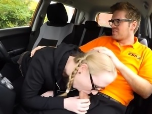 Satin Spank pounded by her pervert driving instructor