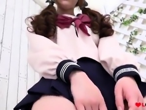 Japanese fantasy babe in uniform sucking