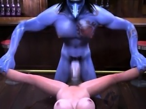 Busty 3D bombshell surrenders her pussy to a hung monster