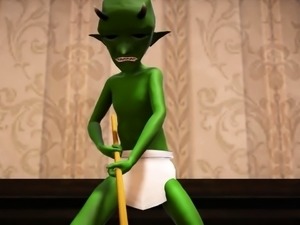 Stacked 3D babe gets fucked and creampied by a green monster