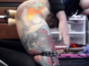 Wow! Tattoed girl double penetration machine fuck!