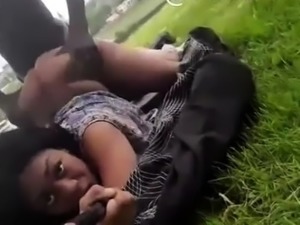 Sweet ebony girlfriend enjoys doggystyle sex in the outdoors