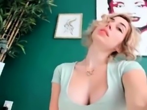 Blonde with big boobs solo