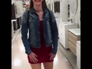 Sensual amateur teen flashing her lovely titties in public