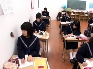 Horny Japanese schoolgirls sucking and fucking mystery cocks