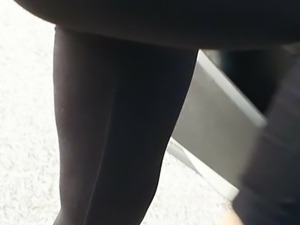 Step mom fucked through leggings in the petrol station